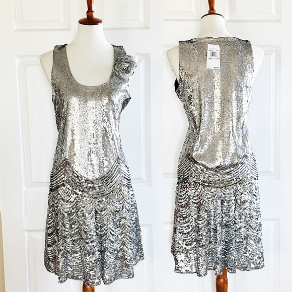 Michael Kors silver sequin party dress